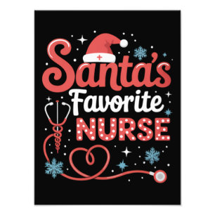 Santa's Favorite Nurse Christmas Photo Print