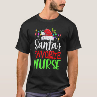 Santas Favorite Nurse Christmas Santa Hat T-Shirt