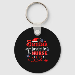 Santa's Favorite Nurse Christmas Short Sleeve  Keychain