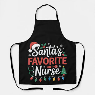 Santa's Favorite Nurse Christmas Stethoscope Xmas Apron