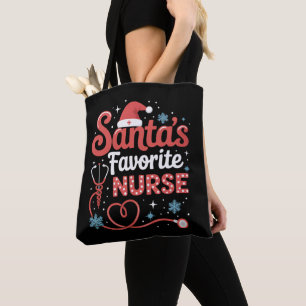 Santa's Favorite Nurse Christmas Tote Bag