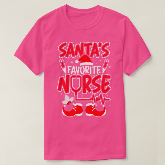 Santas Favorite Nurse Christmas TShirt boy (Design Front)