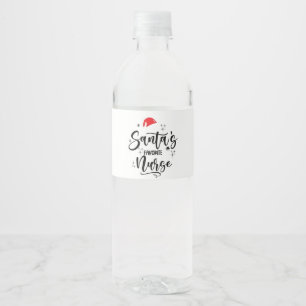 Santa's Favorite Nurse Christmas  Water Bottle Label