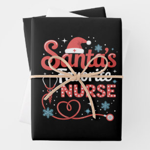 Santa's Favorite Nurse Christmas Wrapping Paper Sheets