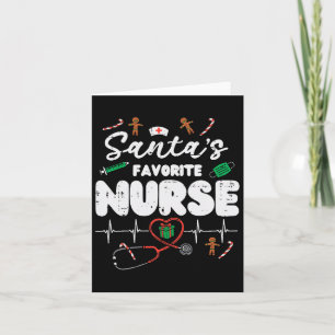 Santas Favorite Nurse Christmas Xmas Nursing Scrub Card