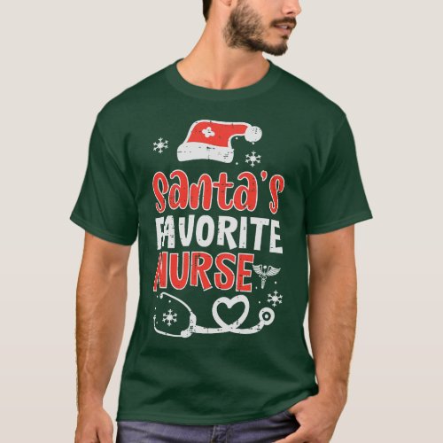 Santas Favorite Nurse Cute Christmas Xmas Scrub To T_Shirt