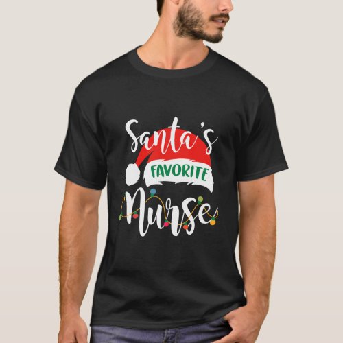 SantaS Favorite Nurse Funny Christmas Nurse Crew T_Shirt