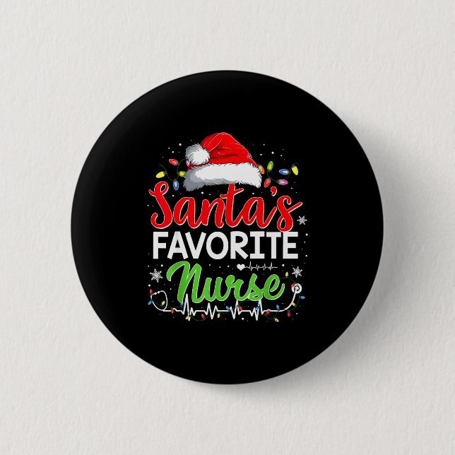 Santa's Favorite Nurse Funny Christmas Nurse Xmas  Button (Front)