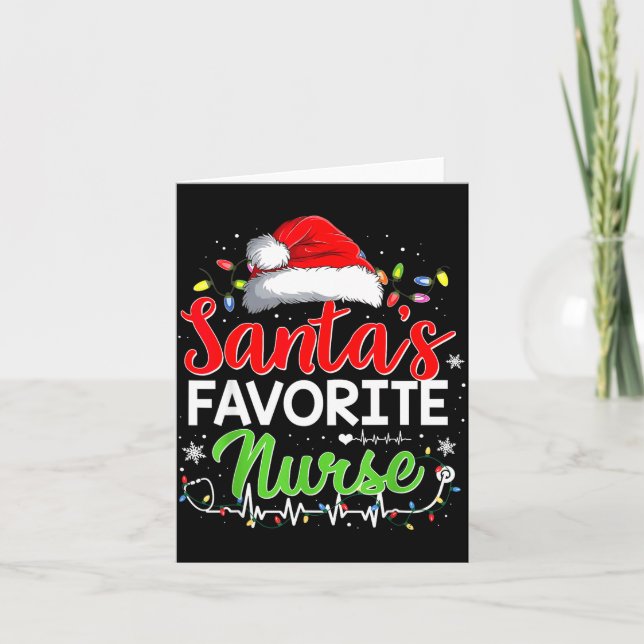 Santa's Favorite Nurse Funny Christmas Nurse Xmas  Card (Front)