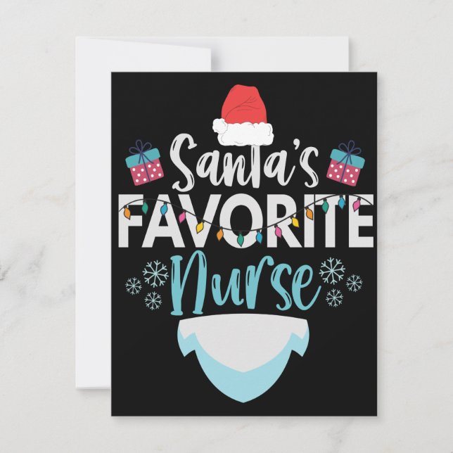 Santa's Favorite Nurse Funny Christmas Nursing Note Card (Front)