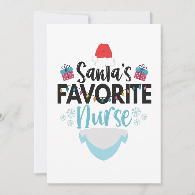 Santa's Favorite Nurse Funny Christmas Nursing Thank You Card (Front)