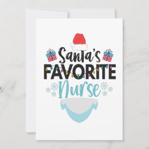 Santa's Favorite Nurse Funny Christmas Nursing Thank You Card