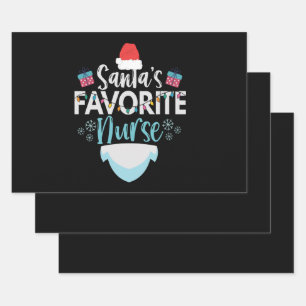 Santa's Favorite Nurse Funny Christmas Nursing Wrapping Paper Sheets
