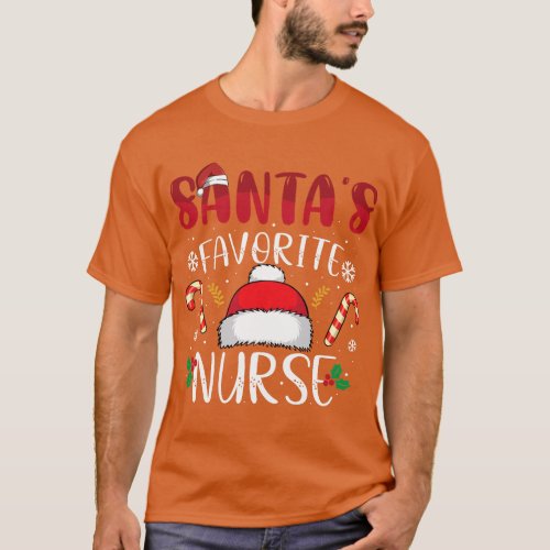 Santas Favorite Nurse Funny Christmas Xmas RN CNA  T_Shirt
