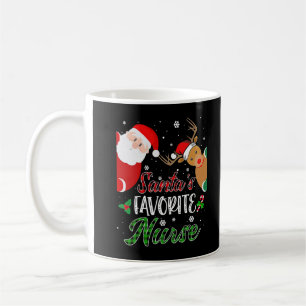 Santa's Favorite Nurse Funny Xmas Pajamas Reindeer Coffee Mug