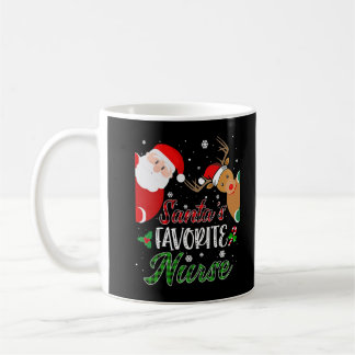 Santa's Favorite Nurse Funny Xmas Pajamas Reindeer Coffee Mug