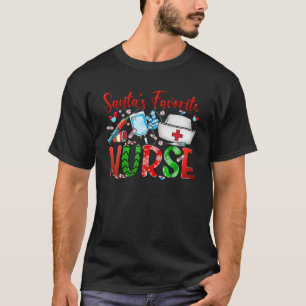 Santa's Favorite Nurse Life Stethoscope Christmas T-Shirt