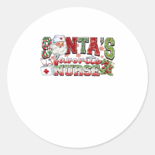 Santa's Favorite Nurse, Merry Nurse, Nurse Christm Classic Round Sticker