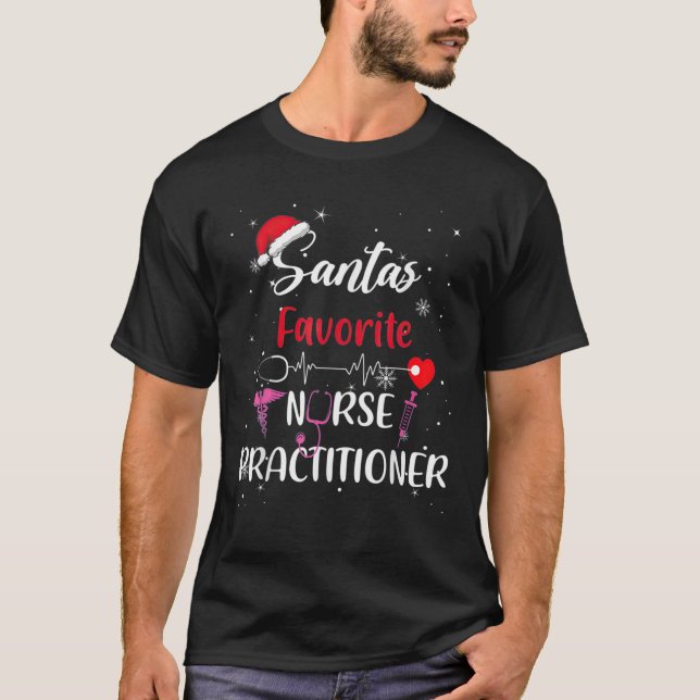Santa's Favorite Nurse Practitioner Christmas T-Shirt (Front)