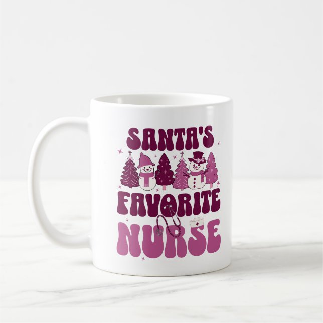 Santa's Favorite Nurse Registered Medical Worker Coffee Mug (Left)
