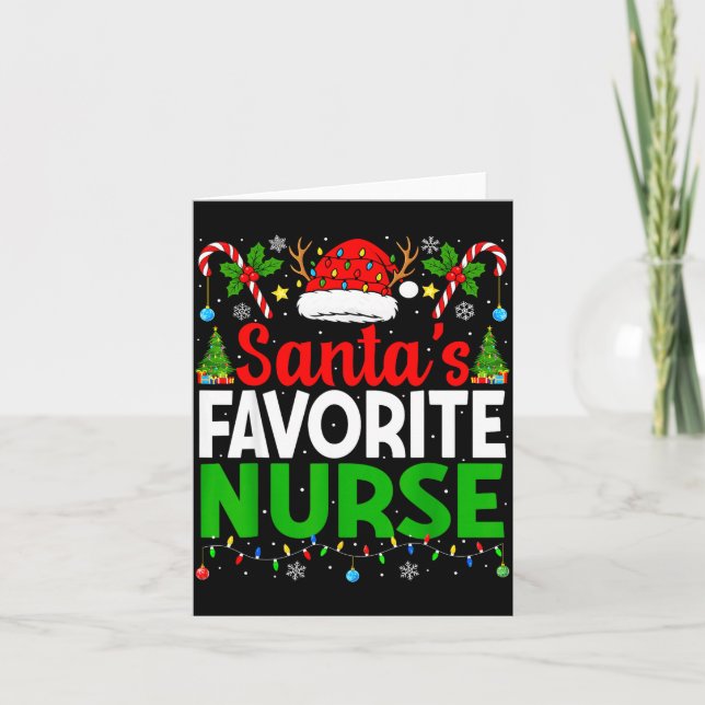 Santas Favorite Nurse Rn Christmas Nursing Christm Card (Front)