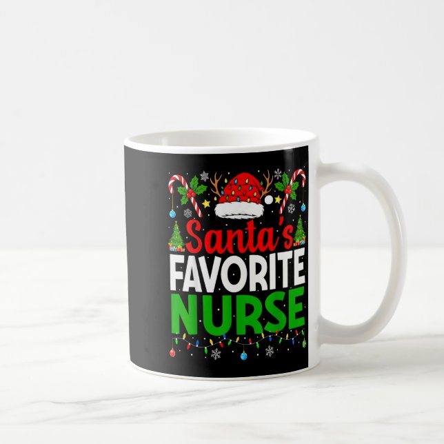 Santas Favorite Nurse Rn Christmas Nursing Christm Coffee Mug (Right)