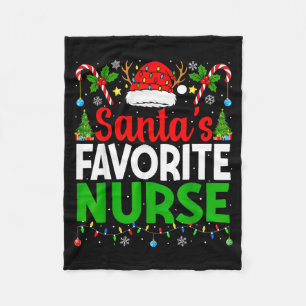 Santas Favorite Nurse Rn Christmas Nursing Christm Fleece Blanket