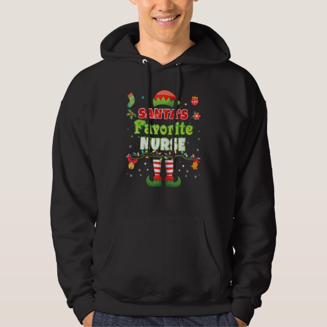 Santa's Favorite Nurse Santa Elf Ugly Sweater Chri (Front)