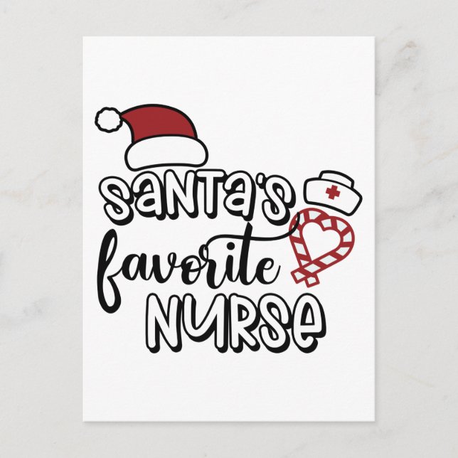 Santa's Favorite Nurse Thankful Christmas Season Postcard (Front)