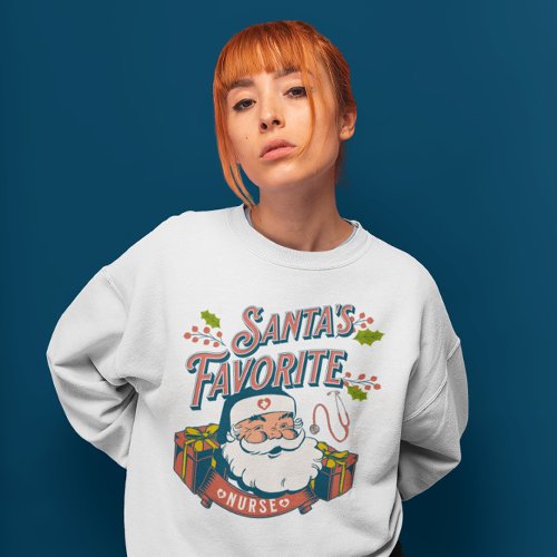 Santas Favorite Nurse Womens Basic Sweatshirt