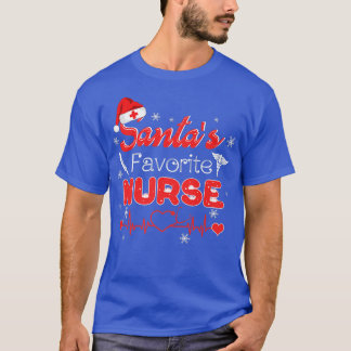 Santa's Favorite Nurse Xmas Light Santa Hat Christ T-Shirt