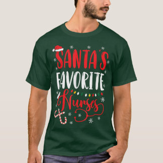 Santa's Favorite Nurse Xmas Lights Santa Hat Chris T-Shirt
