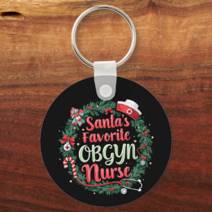 Santa's Favorite OBGYN Nurse Customizable Treat Keychain