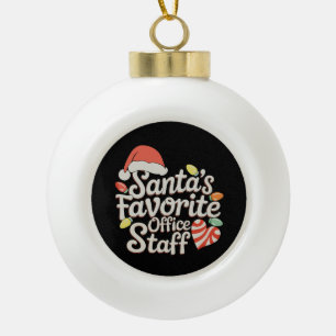 Santa's Favorite Office Staff Christmas Lights Ceramic Ball Christmas Ornament