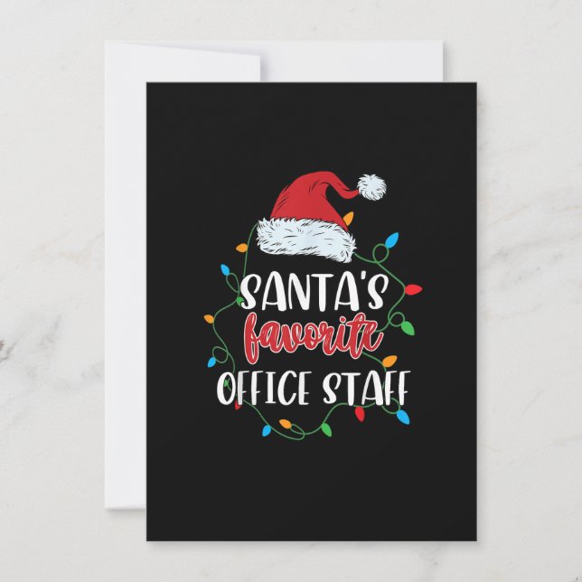 Santa's Favorite Office Staff Christmas Lights Fun Invitation (Front)