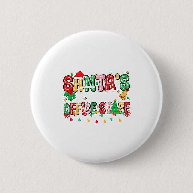Santa's Favorite Office Staff Christmas Lights San Button (Front)