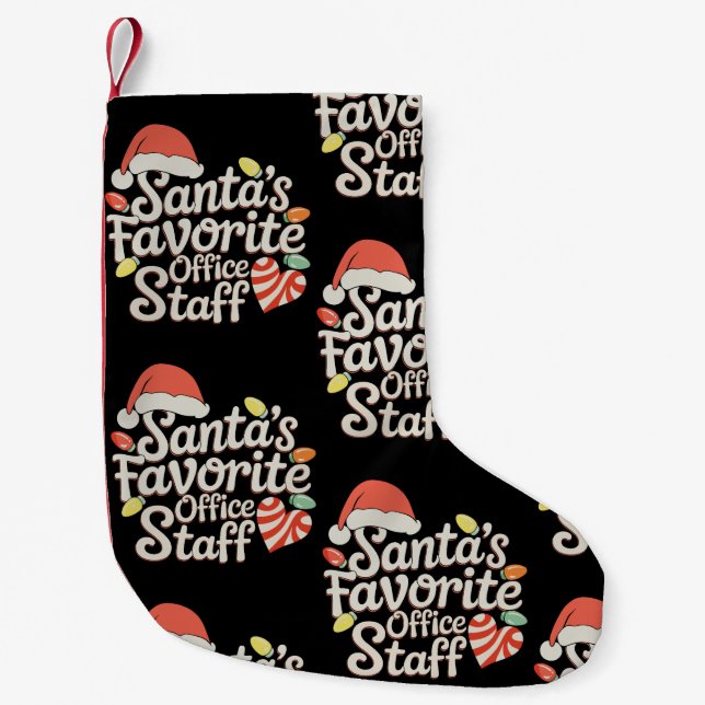 Santa's Favorite Office Staff Christmas Lights Small Christmas Stocking (Front)