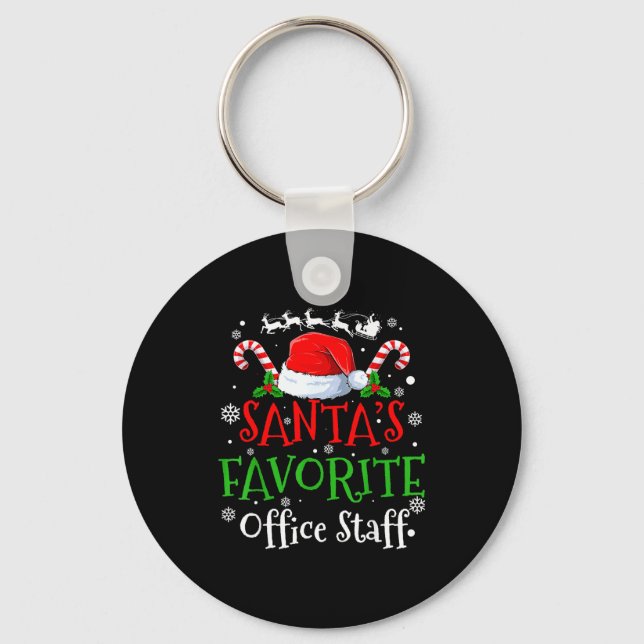 Santa's Favorite Office Staff Christmas Party  Keychain (Front)