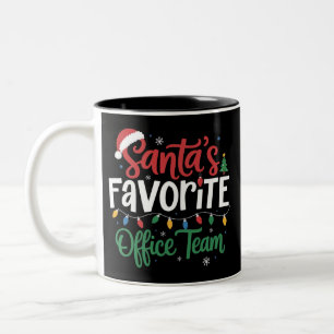 Santa's Favorite Office Team Christmas Funny Work Two-Tone Coffee Mug