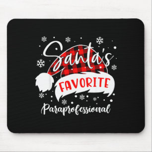 Santa's Favorite Paraprofessional Hat Flannel Chri Mouse Pad