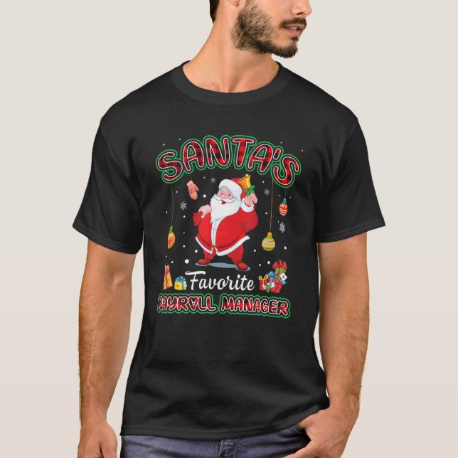 Santa's Favorite Payroll Manager Santa Red Plaid C T-Shirt (Front)