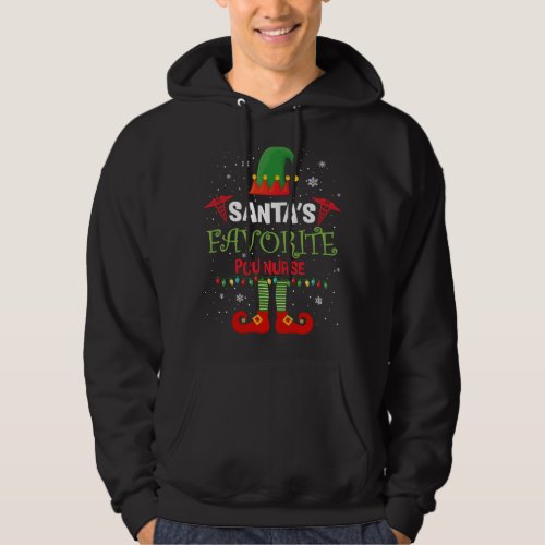 Santas Favorite PCU Nurse Santa Hat Lights Christ Hoodie