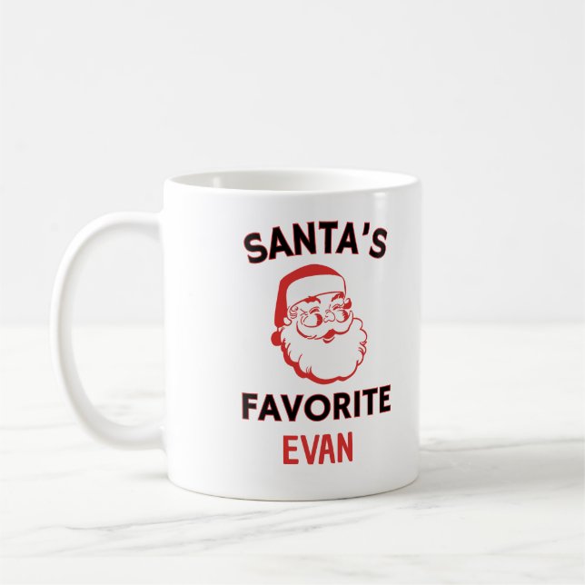 Santa's Favorite Personalized Name Christmas Mug (Left)