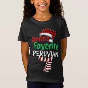 Santa's Favorite Peruvian Christmas Santa Red Plai T-Shirt