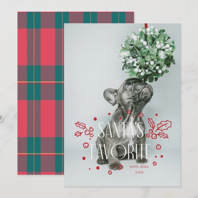 Santas Favorite Pet Photo Holiday Card (Front/Back)