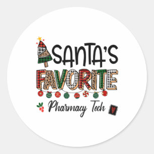 Santas Favorite Pharmacy Tech Funny Christmas Nurs Classic Round Sticker