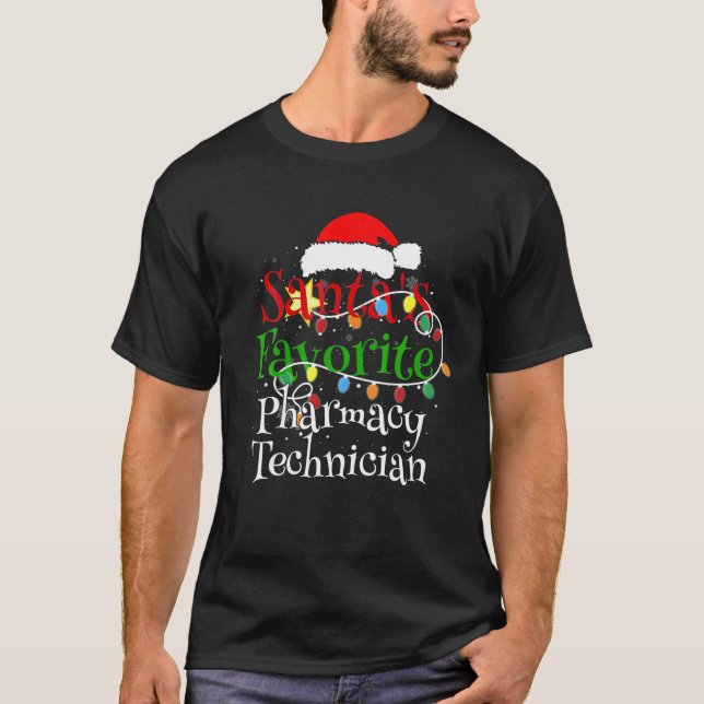 Santa's Favorite Pharmacy Technician Christmas San T-Shirt (Front)