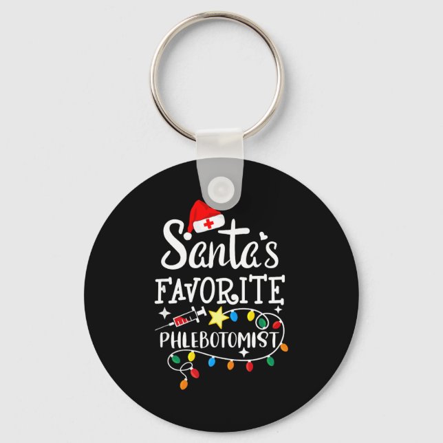 Santa's Favorite Phlebotomist Christmas Phlebotomy Keychain (Front)
