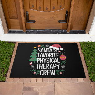 Santa's Favorite Physical Therapy Crew Christmas Doormat