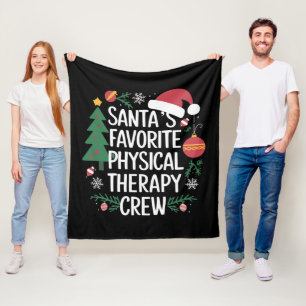 Santa's Favorite Physical Therapy Crew Christmas Fleece Blanket
